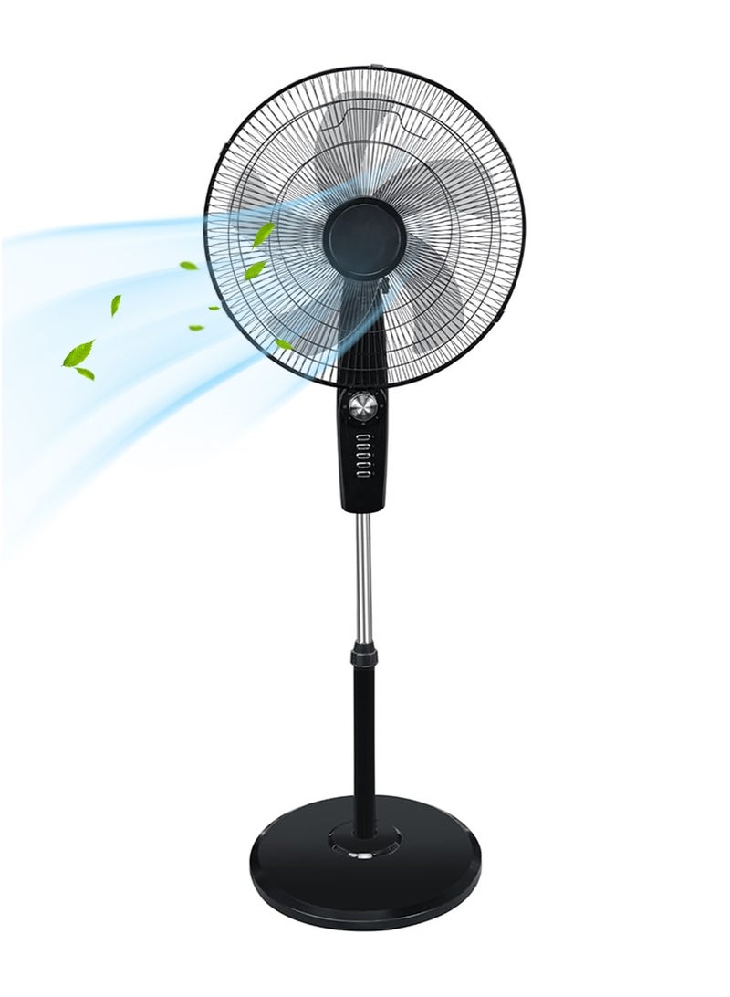 GGEROU 18 Inch Oscillating Pedestal Fan, Standing Floor Fan with Pedestal Base, Adjustable Height, Timer, 4 Wind Speeds，90-Degree Oscillating Standing Fan for Bedroom, Living Room, Office & Dorm (Black) - Image 1