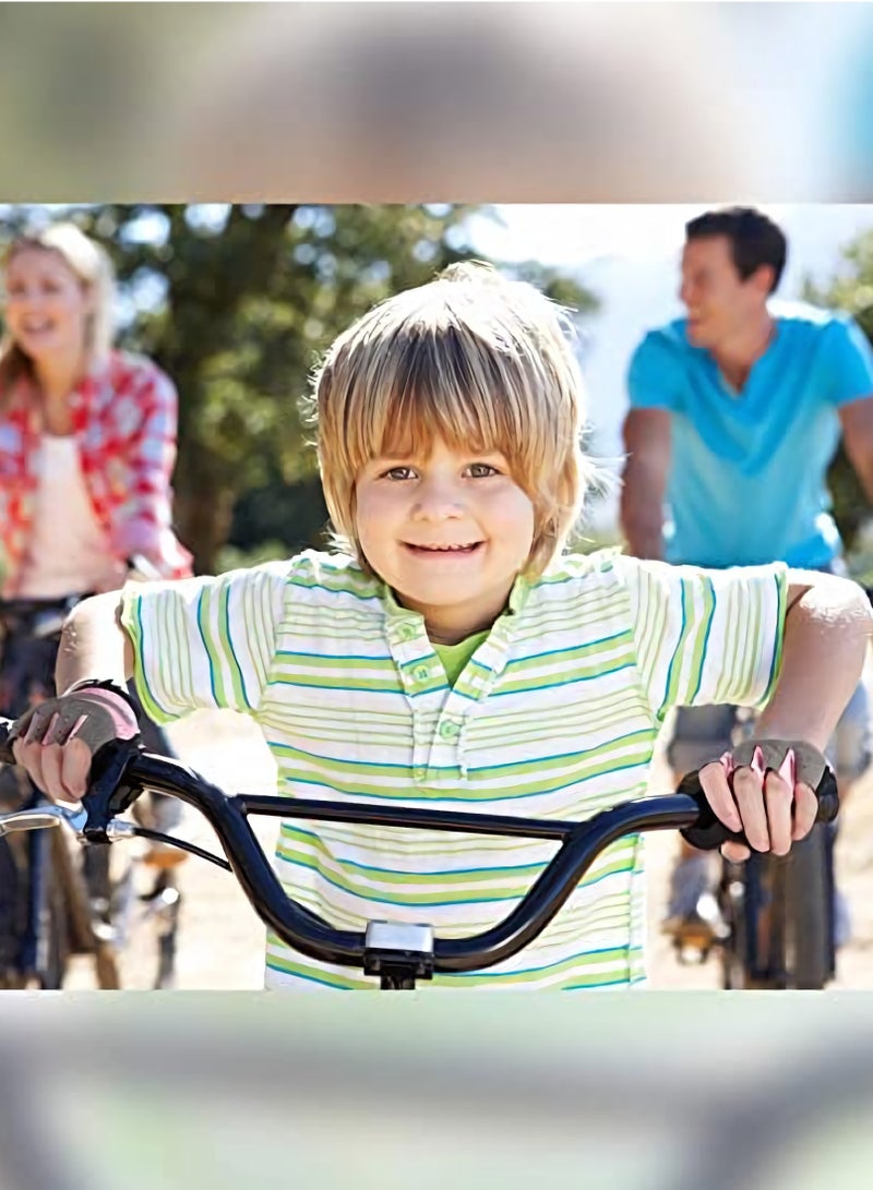 SOLARAE قفازات نصف أصابع للأطفال، قفازات دراجة غير قابلة للانزلاق مع جل قابلة للتعديل للأطفال، وردي رمادي أسود 3 أزواج - Image 3