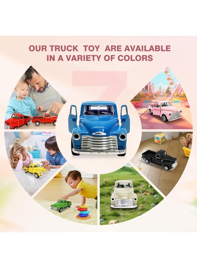 HALAMODO 1:32 Pickup Truck Alloy Car Model Toy ,Classic Car Model , With 2 Openable Doors , Pull-Back Alloy Car Model Toy , Ornament Pickup Truck Alloy Antique Collection Toy Car , Birthday Party Gift For Boys Girls, Children Collectible Toy Car, Blue , 12.5*4.7*5 cm - Image 3