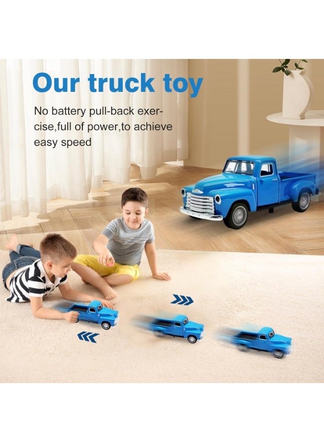 HALAMODO 1:32 Pickup Truck Alloy Car Model Toy ,Classic Car Model , With 2 Openable Doors , Pull-Back Alloy Car Model Toy , Ornament Pickup Truck Alloy Antique Collection Toy Car , Birthday Party Gift For Boys Girls, Children Collectible Toy Car, Blue , 12.5*4.7*5 cm - Image 4