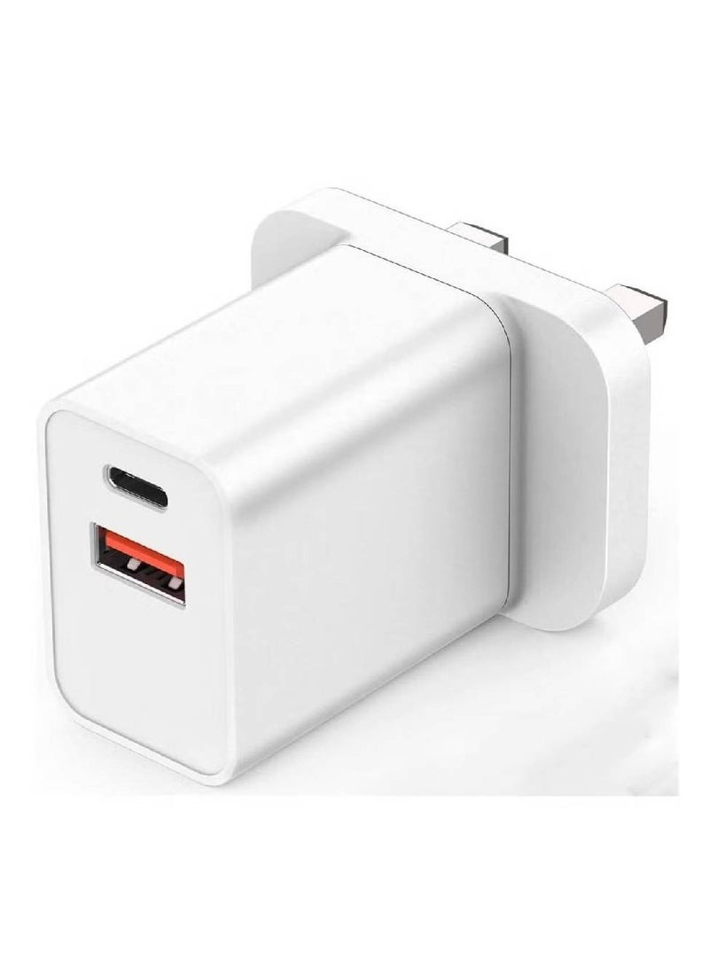 18W USB Fast Wall Charger Adapter Compatible with Apple iPhone 12/Pro/Max/Mini/SE/11/X XS, iPad Air/Pro, Galaxy S20/Note20/10, 