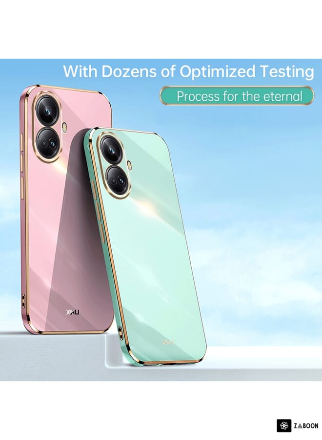 Green Tiger For Realme 10 Pro+ XINLI Straight 6D Plating Gold Edge TPU Phone Case(Pink) - Image 2