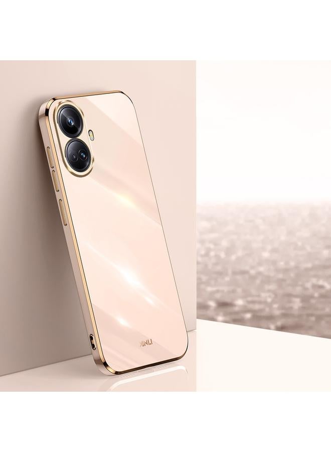 Green Tiger For Realme 10 Pro+ XINLI Straight 6D Plating Gold Edge TPU Phone Case(Pink) - Image 1