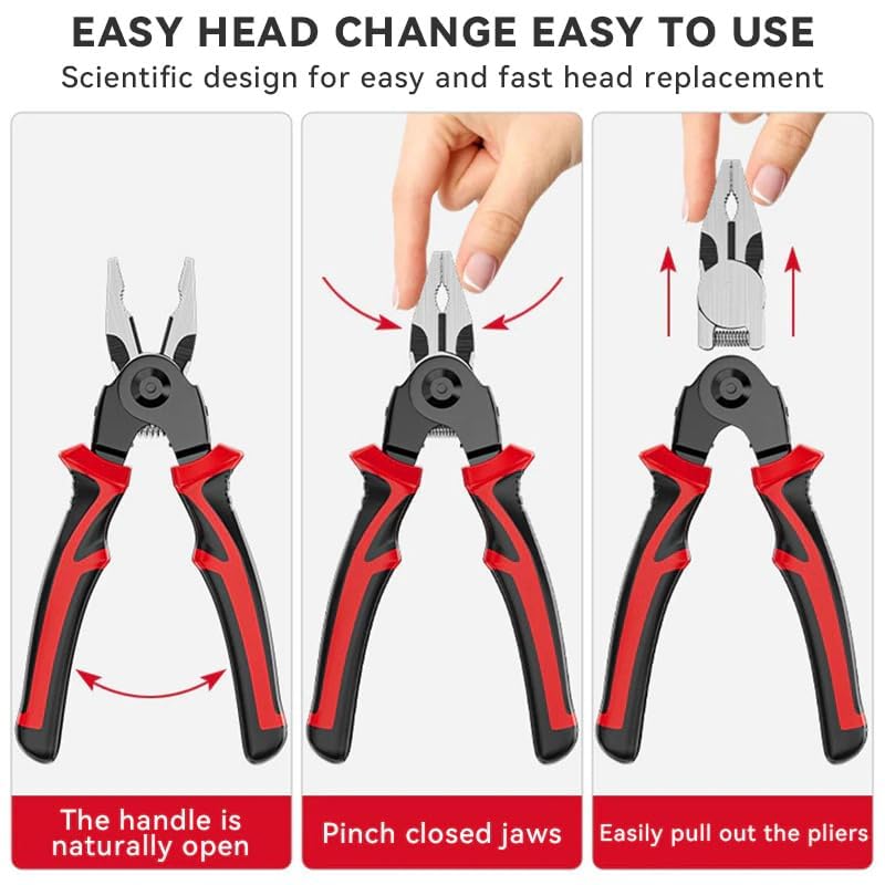 AEKDO AEKDO letest 5 in 1 multifunctional Pliers Tool Kit With 5 Interchangeable Heads Lineman PliersCable CuttingWire StrippingCrimping ToolsSheet Metal Shear with Storage Box  - Image 2