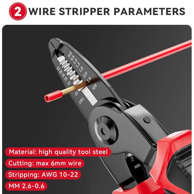 AEKDO AEKDO letest 5 in 1 multifunctional Pliers Tool Kit With 5 Interchangeable Heads Lineman PliersCable CuttingWire StrippingCrimping ToolsSheet Metal Shear with Storage Box  - Image 5