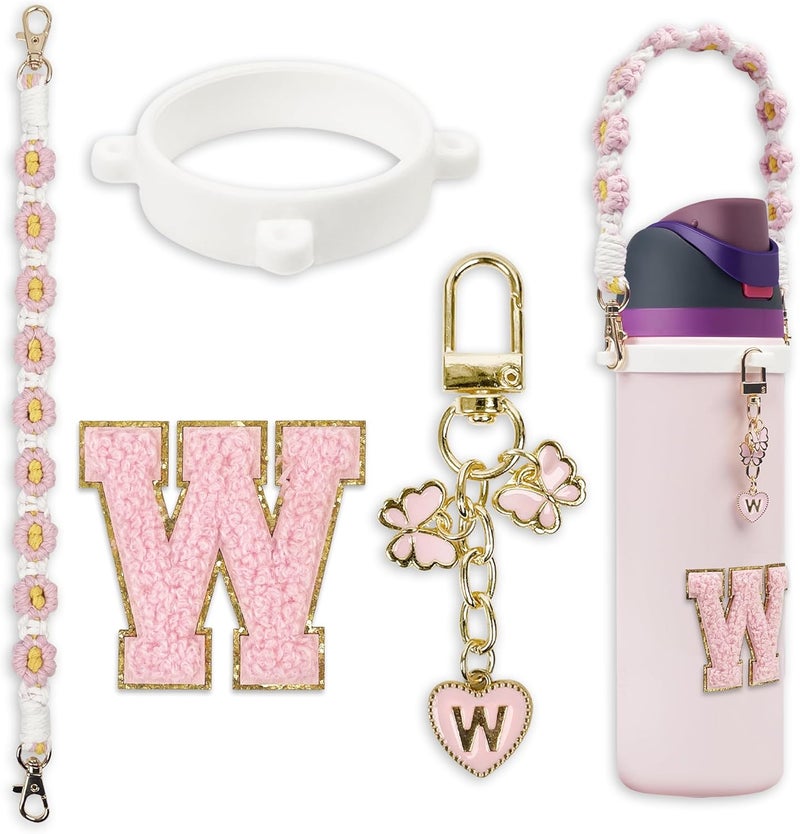 SITKOL Cute Letter Charm Set Compatible with Owala Water Bottle 24 oz, 32 oz, 40 oz, Owala Kids, Owala Coffee Tumbler, Owala FreeSip – Includes Handle Strap, for Owala Accessories & Stanley Cup Accessories - Image 1