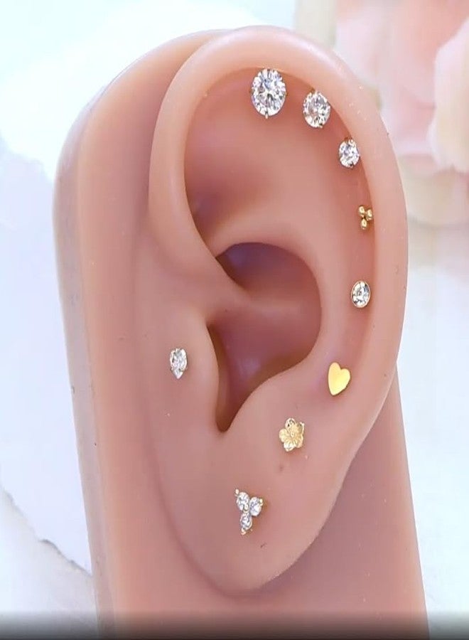 D.Bella Surgical Steel Earrings for Sensitive Ears Hypoallergenic 20G Tragus eEarrings Stud Hoop Earrings for Women Men Flat Back Earrings Cartilage Earrings Hoop Stud-Gold - Image 3