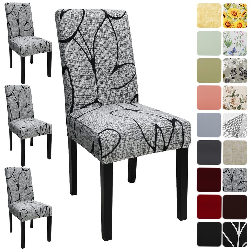 Keyroal Dining Room Chair Covers Set of 4 Stretch Printed Parsons Chair Slipcovers Spandex Removable Washable Kitchen Chair Protector Cover for Dining Room Hotel Ceremony
