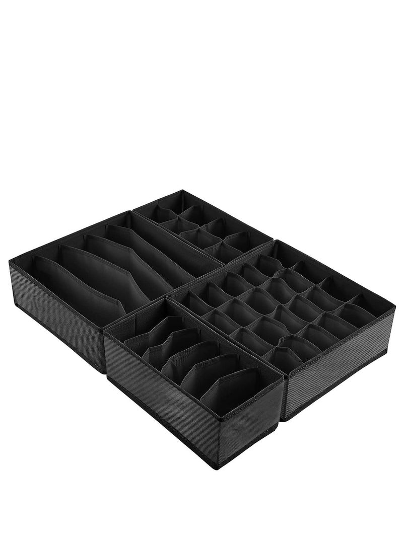 4 Pcs Underwear Drawer Organizers Divider, Closet Socks Organizer and Storage Boxes for Lingerie, Bra, Undies - Image 2