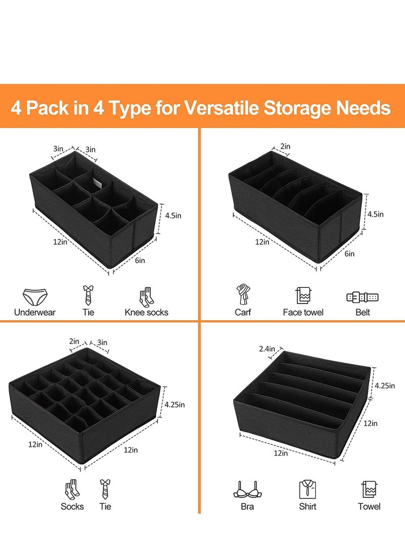 4 Pcs Underwear Drawer Organizers Divider, Closet Socks Organizer and Storage Boxes for Lingerie, Bra, Undies - Image 3