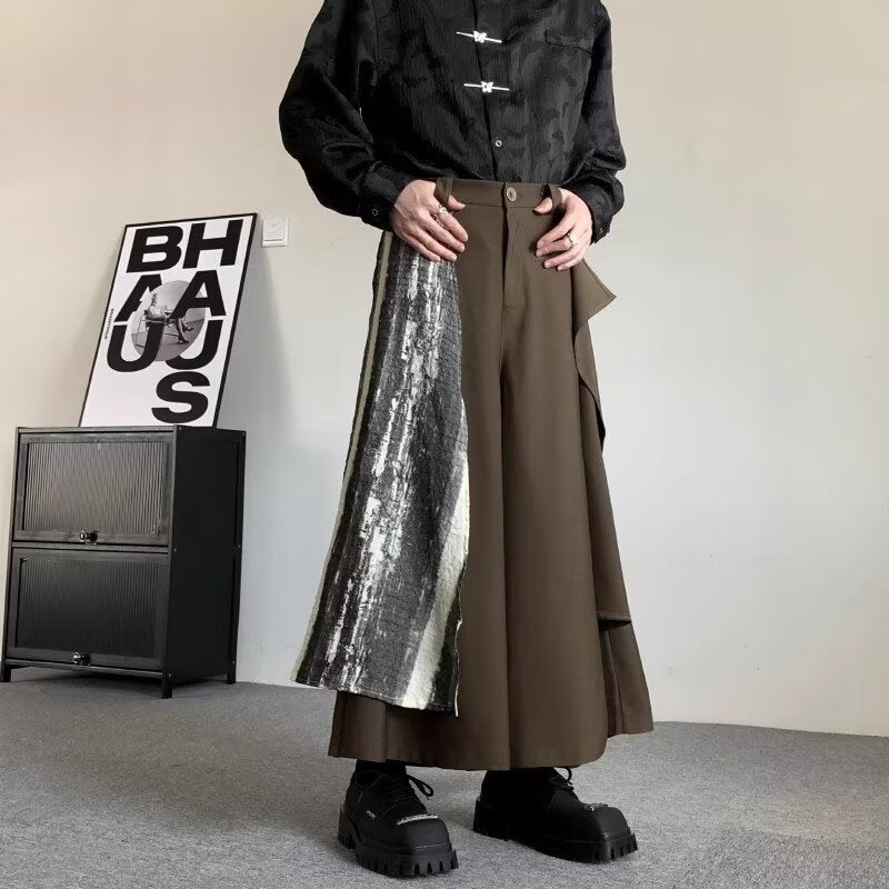 Selling New Chinese Men'S Chinese Style Horse-Faced Skirt Pants Men'S Irregular Kendo Samurai Wide-Leg Pants - Image 1