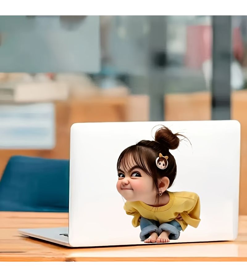 ملصق فينيل لامع لفتاة شريرة بحجم 7 بوصات، قابل للالتصاق الذاتي، بتصميم حيواني حالم - Image 3
