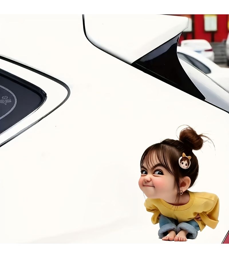 ملصق فينيل لامع لفتاة شريرة بحجم 7 بوصات، قابل للالتصاق الذاتي، بتصميم حيواني حالم - Image 2