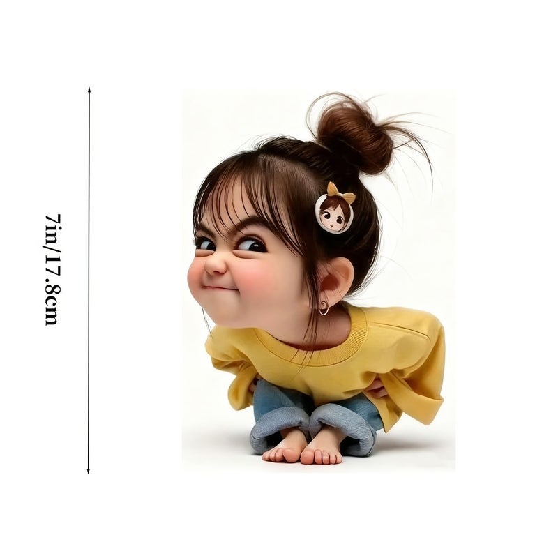 ملصق فينيل لامع لفتاة شريرة بحجم 7 بوصات، قابل للالتصاق الذاتي، بتصميم حيواني حالم - Image 5