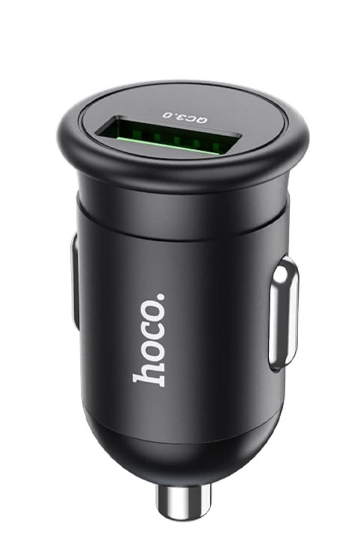 Hoco Z43 - Mighty Single Port Fast Car Charger (18W - 3A), Support QC3.0/FCP/AFC Fast Charging protocols, Charger Compatible with iPhone Samsung Xiaomi Oppo Huawei - Black - Image 4