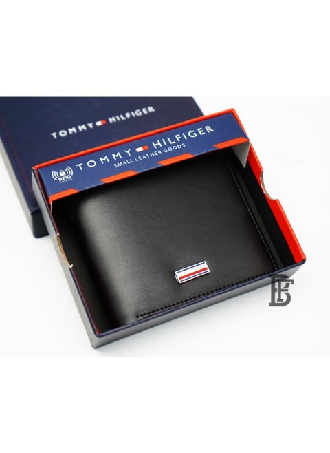 Tommy Hilfiger Wallet is a one to face solid style covered in light/black leather