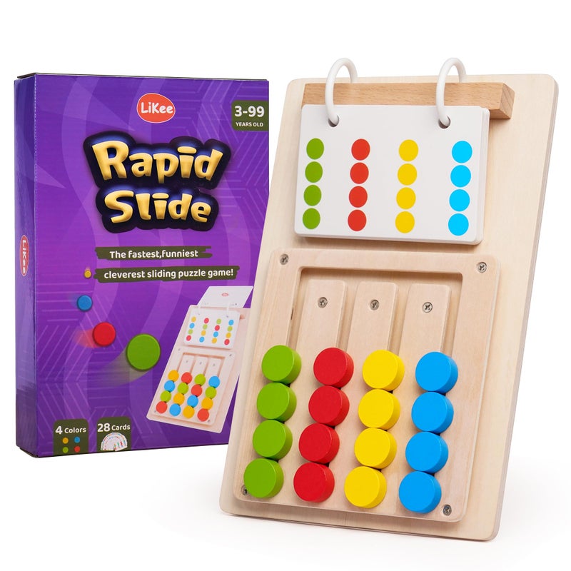 LiKee Slide Puzzle Color Sorting Matching Toys, Airplane Car Travel Busy Board for Toddler No-Lose-Parts and Portable, Montessori Wooden Educational Toys Board Games for Kids Boys Girls 3+ Years Old - Image 1