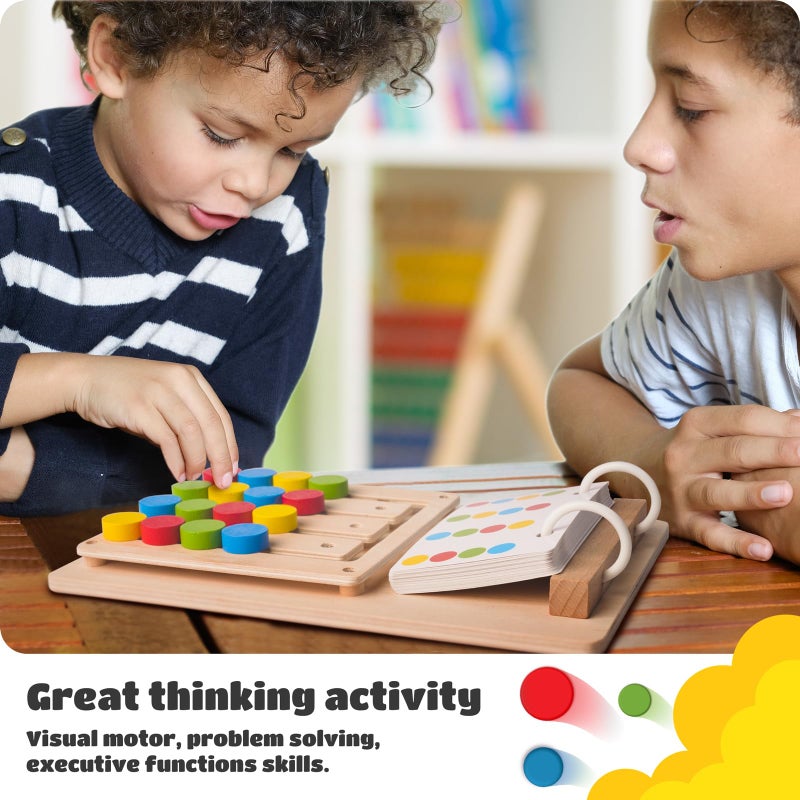 LiKee Slide Puzzle Color Sorting Matching Toys, Airplane Car Travel Busy Board for Toddler No-Lose-Parts and Portable, Montessori Wooden Educational Toys Board Games for Kids Boys Girls 3+ Years Old - Image 3