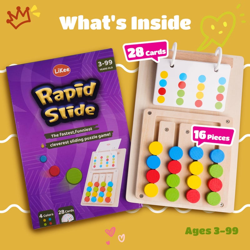 LiKee Slide Puzzle Color Sorting Matching Toys, Airplane Car Travel Busy Board for Toddler No-Lose-Parts and Portable, Montessori Wooden Educational Toys Board Games for Kids Boys Girls 3+ Years Old - Image 2