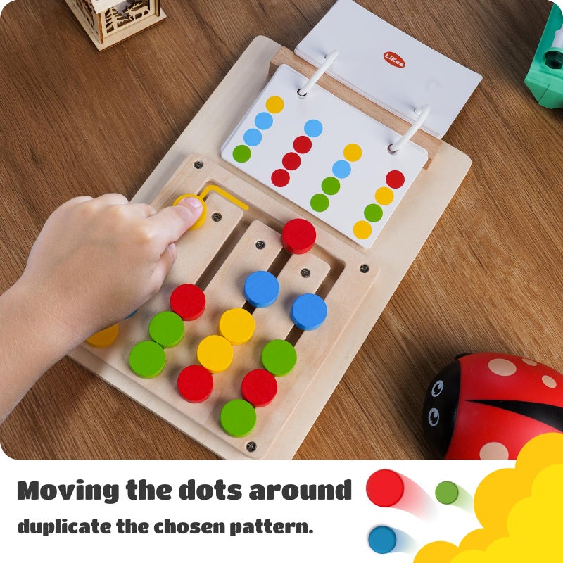 LiKee Slide Puzzle Color Sorting Matching Toys, Airplane Car Travel Busy Board for Toddler No-Lose-Parts and Portable, Montessori Wooden Educational Toys Board Games for Kids Boys Girls 3+ Years Old - Image 5