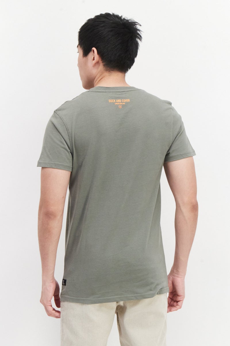 DUCK AND COVER Men Crew Neck Short Sleeve Brand Logo T-Shirt, Olive - Image 2