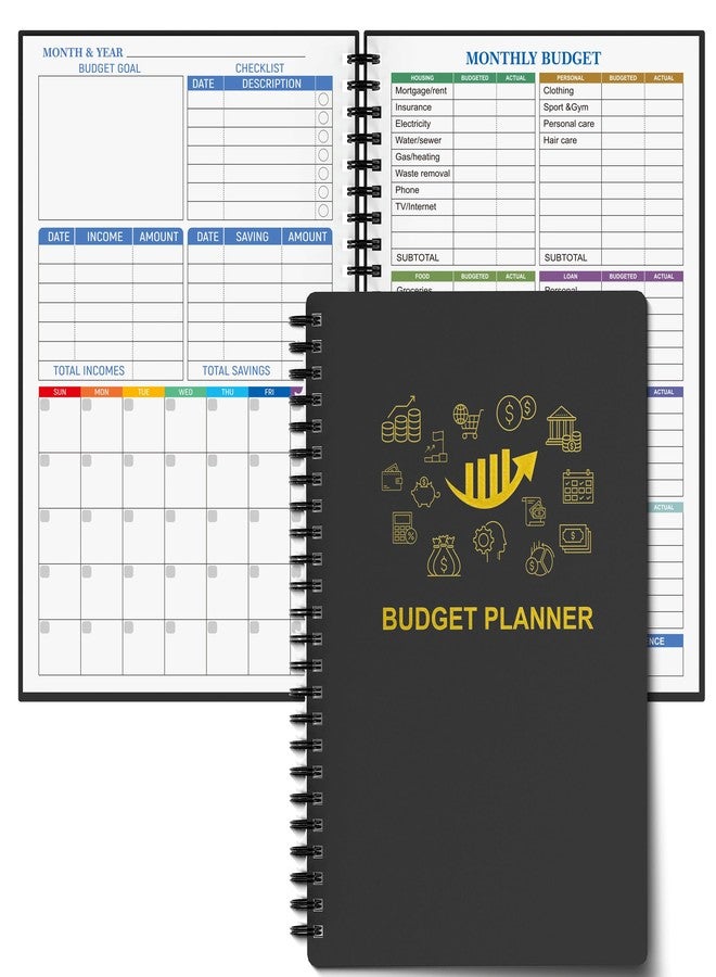 snootion Budget Planner - Monthly Finance Organizer with Expense Tracker Notebook to Manage Your Money Effectively, Undated Finance Planner/Account Book, Start Anytimem,A5(8.6x5.9 inchs),100gsm Paper - Golden - Image 1