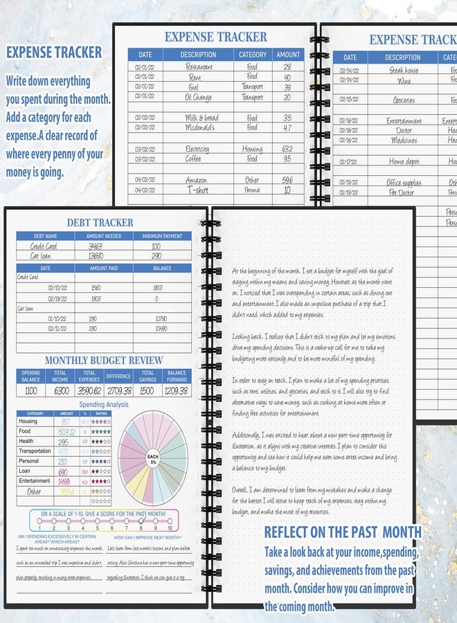snootion Budget Planner - Monthly Finance Organizer with Expense Tracker Notebook to Manage Your Money Effectively, Undated Finance Planner/Account Book, Start Anytimem,A5(8.6x5.9 inchs),100gsm Paper - Golden - Image 4