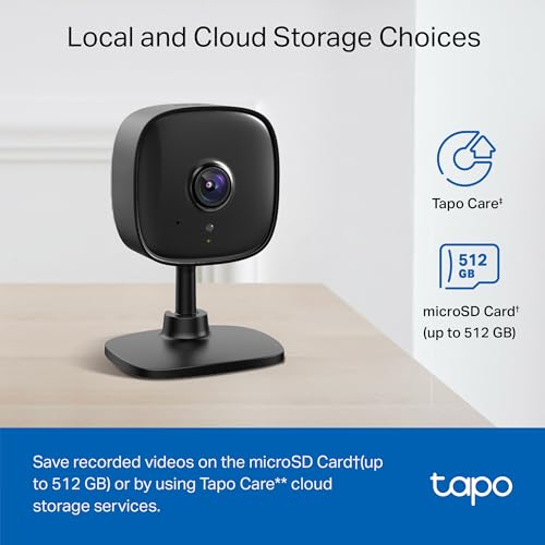 tapo كاميرا أمان داخلية 1080P من Tapo بواسطة TP-Link لمراقبة الأطفال، كاميرا للحيوانات الأليفة مع كشف الحركة، صوت ثنائي الاتجاه، رؤية ليلية، تخزين سحابي وبطاقة SD، تعمل مع أليكسا وجوجل هوم، سوداء، C101 (4 عبوات) - Image 4