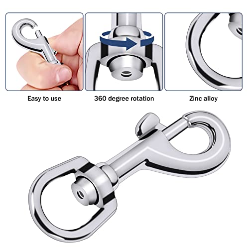 NQ Flag Swivel Snap Clips - Heavy Duty Metal Flag Snaps Hooks with Swivel Eyelet for Max 5/16" Diameter Flagpole Rope, Flag Pole Hardware, Clips for Flag, Pet Leash, Leather Craft (Silver, Pack of 2) - Image 4