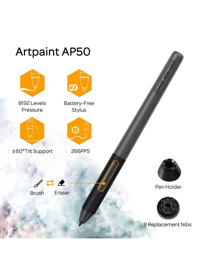 GAOMON PD1161 Drawing Tablet 11.6 Inch IPS Tilt Support Pen Display - Drawing Pad with 8 Shortcuts and 8192 Levels Battery-Free AP50 Stylus Black - Image 2