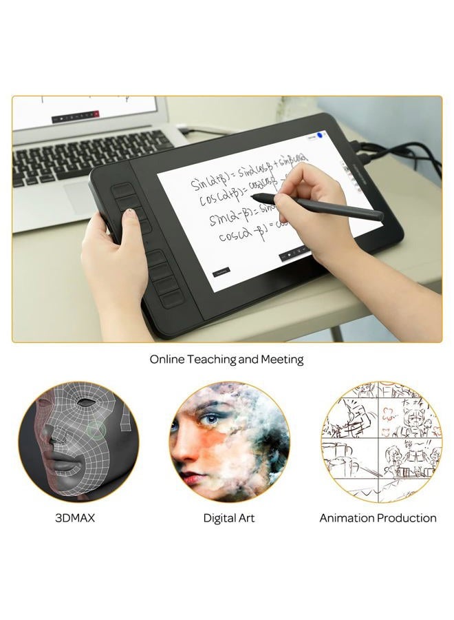 GAOMON PD1161 Drawing Tablet 11.6 Inch IPS Tilt Support Pen Display - Drawing Pad with 8 Shortcuts and 8192 Levels Battery-Free AP50 Stylus Black - Image 4