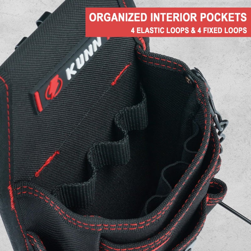 KUNN Electrician Tool Pouch with Belt Clip - 7-Pocket Lightweight Small Tool Belt Pouches for Carpenters, Technicians, HVAC - Heavy Duty Multi-Pocket Organizer for Construction, Maintenance, DIY Tools - Image 5