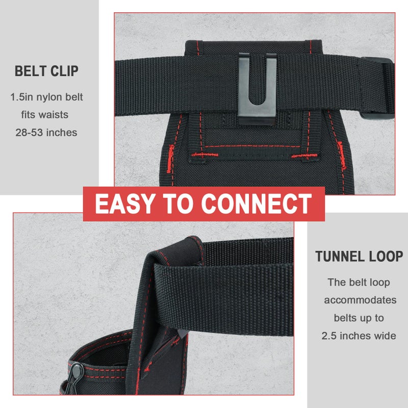KUNN Electrician Tool Pouch with Belt Clip - 7-Pocket Lightweight Small Tool Belt Pouches for Carpenters, Technicians, HVAC - Heavy Duty Multi-Pocket Organizer for Construction, Maintenance, DIY Tools - Image 3