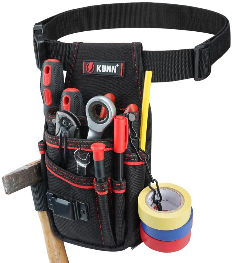 KUNN Electrician Tool Pouch with Belt Clip - 7-Pocket Lightweight Small Tool Belt Pouches for Carpenters, Technicians, HVAC - Heavy Duty Multi-Pocket Organizer for Construction, Maintenance, DIY Tools - Image 1