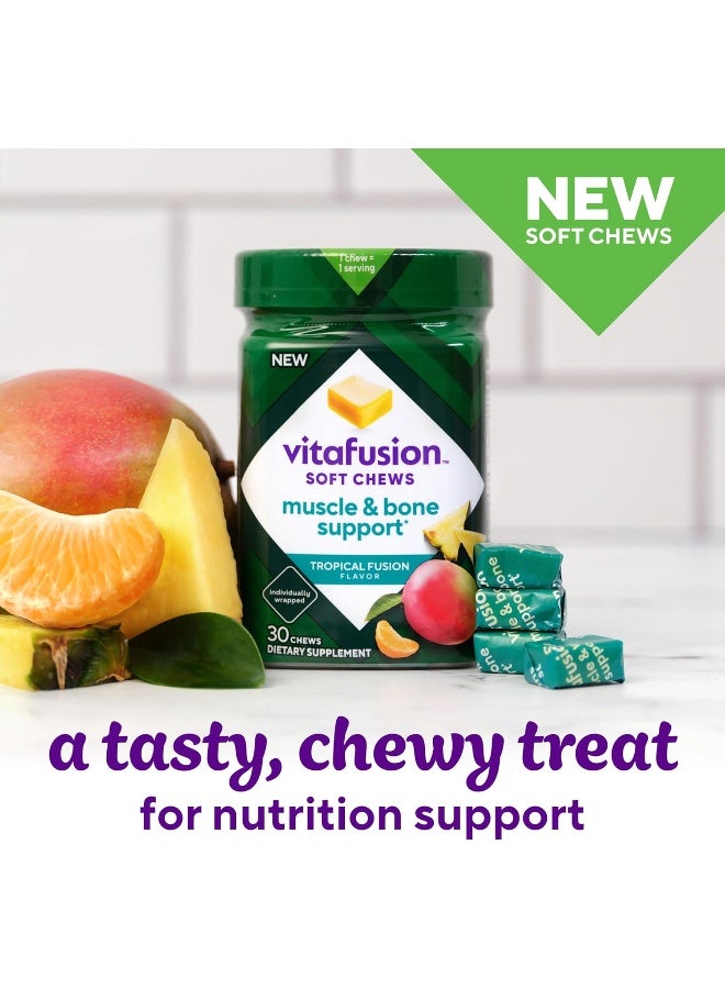 Vitafusion Soft Chews Muscle & Bone Support (1), Adult Chewable Vitamin D for Bone & Muscle Support, Individually Wrapped, Tropical Fusion Flavor, 30 Chews, 30 Day Supply - Image 2