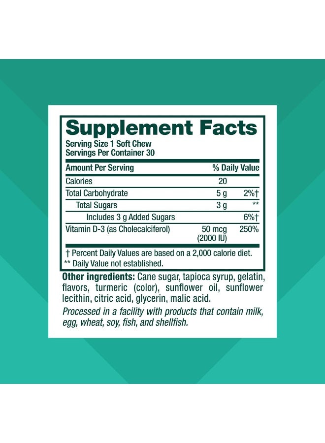 Vitafusion Soft Chews Muscle & Bone Support (1), Adult Chewable Vitamin D for Bone & Muscle Support, Individually Wrapped, Tropical Fusion Flavor, 30 Chews, 30 Day Supply - Image 5