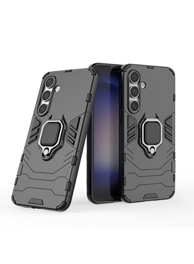 Compatible With Samsung Galaxy S24 FE 5G Case, Hybrid Heavy Duty Protection Defender Kickstand Armor Case Cover, Anti-Fall Drop Protection, Shockproof Case , Black - Image 1