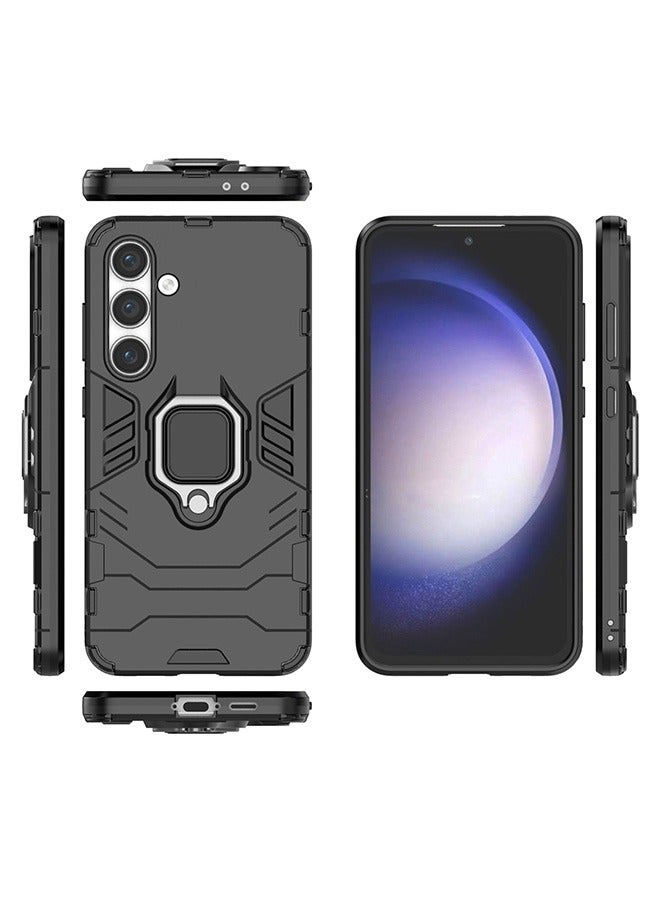 Compatible With Samsung Galaxy S24 FE 5G Case, Hybrid Heavy Duty Protection Defender Kickstand Armor Case Cover, Anti-Fall Drop Protection, Shockproof Case , Black - Image 2