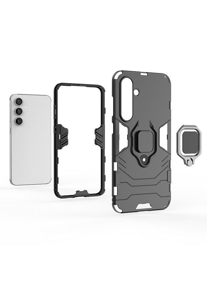 Compatible With Samsung Galaxy S24 FE 5G Case, Hybrid Heavy Duty Protection Defender Kickstand Armor Case Cover, Anti-Fall Drop Protection, Shockproof Case , Black - Image 3