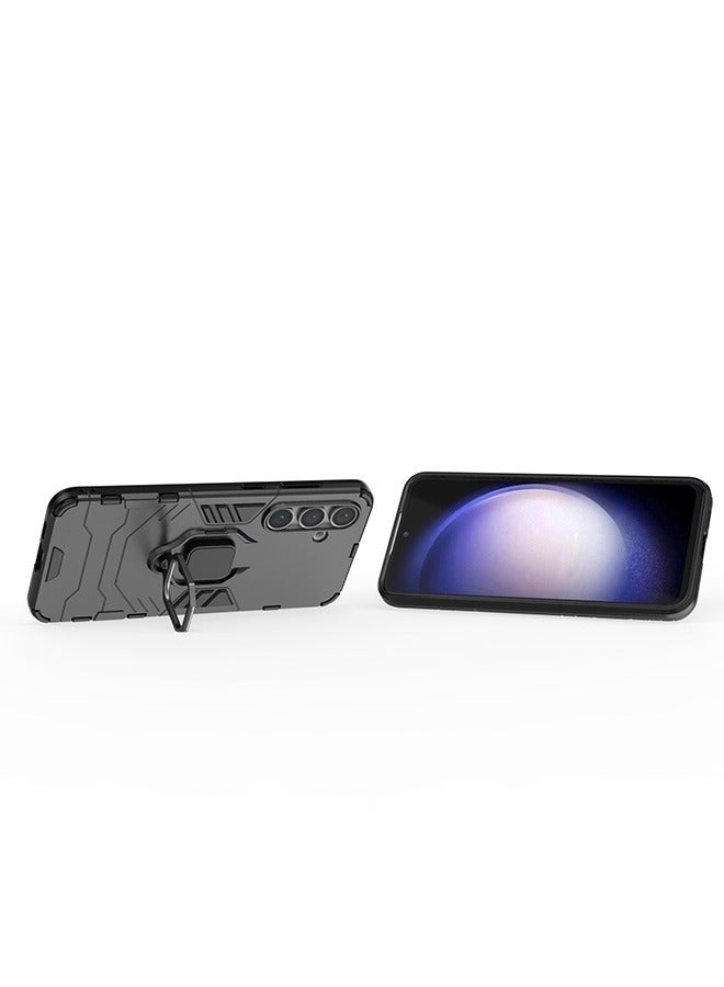 Compatible With Samsung Galaxy S24 FE 5G Case, Hybrid Heavy Duty Protection Defender Kickstand Armor Case Cover, Anti-Fall Drop Protection, Shockproof Case , Black - Image 4