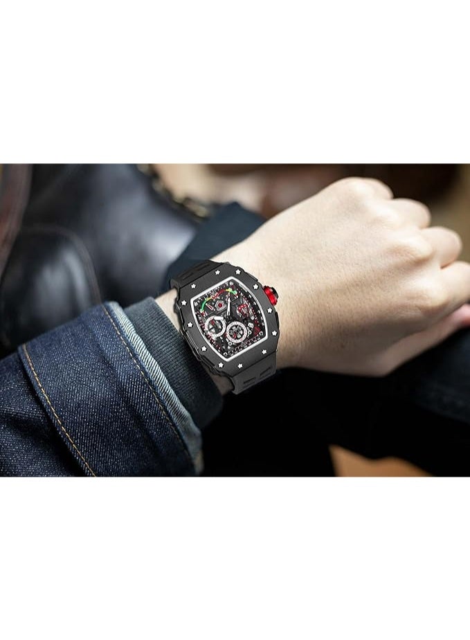 PINTIME Fashion Mens Watch Hallow Punk Chronograph Sports Wristwatch Luxury Designer Mens Watch - Image 3