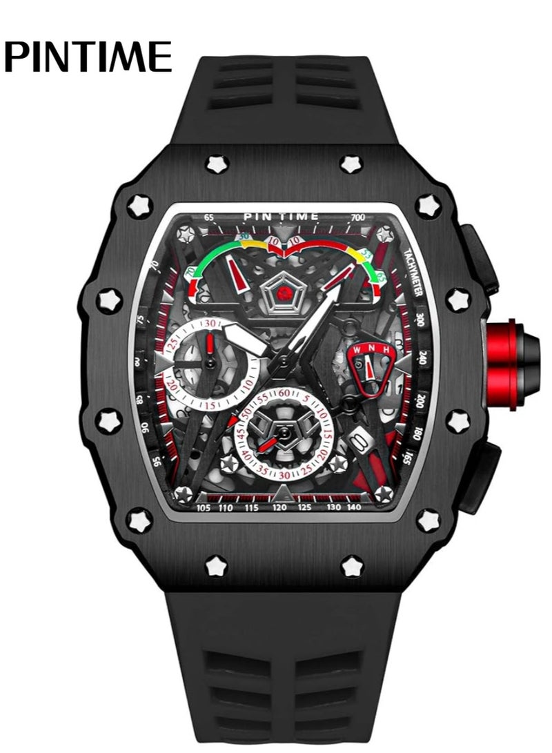 PINTIME Fashion Mens Watch Hallow Punk Chronograph Sports Wristwatch Luxury Designer Mens Watch - Image 1