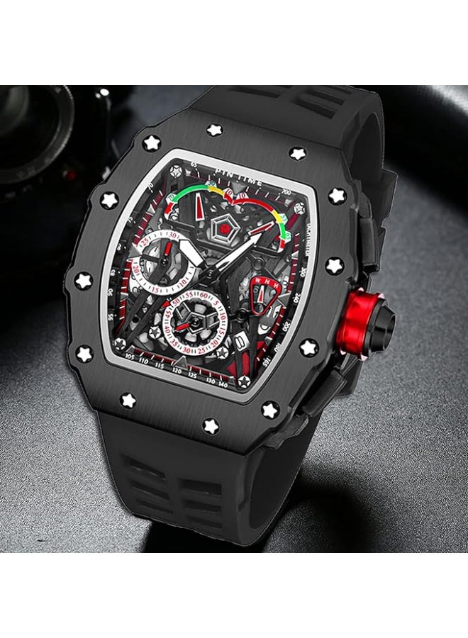 PINTIME Fashion Mens Watch Hallow Punk Chronograph Sports Wristwatch Luxury Designer Mens Watch - Image 4