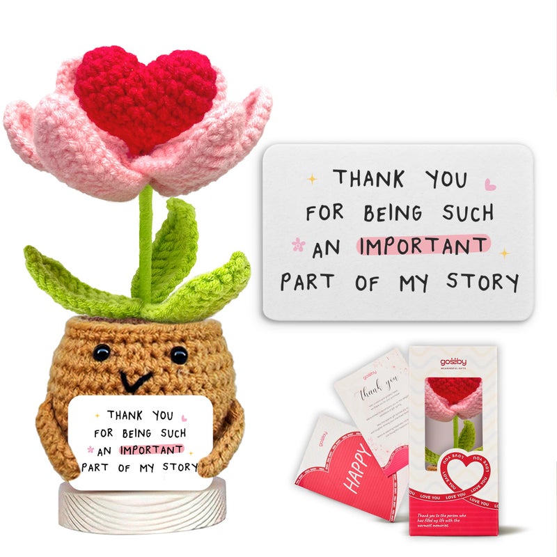 Gossby Handmade Positive Heart Flower Crochet Thank You for Being an Important Part Thank You Gift for Women Appreciation Mothers Day Birthday Gift for Teacher Coworker Mom Sister Friend - Image 2