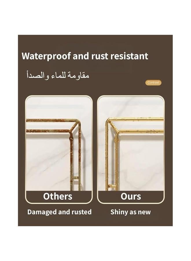 HOOKOR Gold 2-Tier Makeup Skincare Organizer: Versatile Bathroom, Dresser Countertop Vanity Storage with Removable Glass Tray, Ideal for Perfume, Jewelry, Kitchen Essentials - Image 4