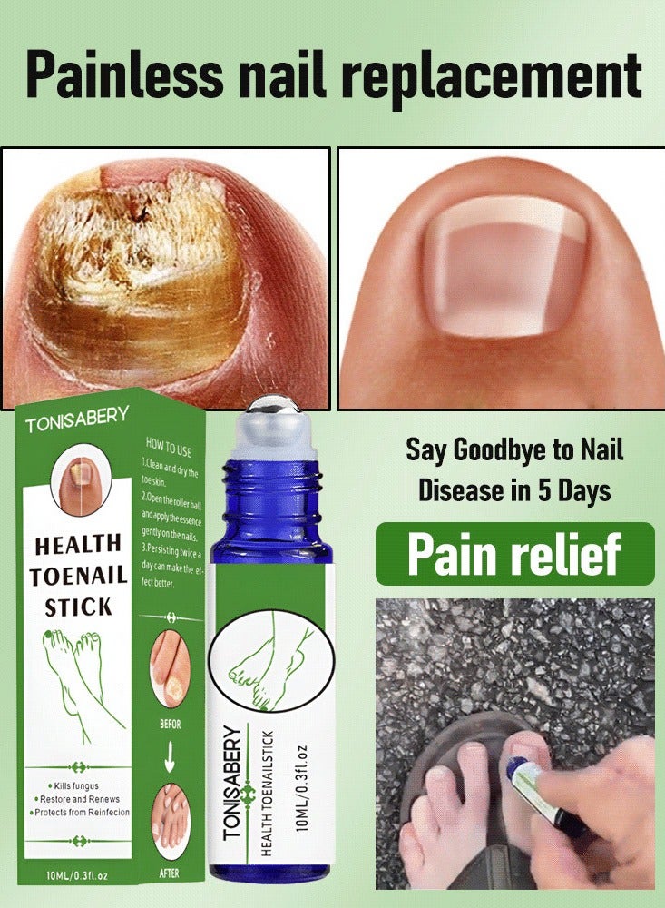 TONISABERY علاج صحة الأظافر المتشققة رولر طبيعي مهدئ وملين زيت البشرة الصحية رولر بال يقوي الأظافر ويحمي البشرة مزيل فطريات الأظافر سائل 10 مل - Image 2