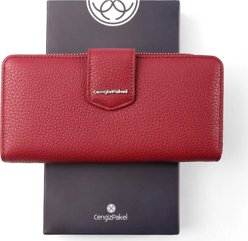 جنكيز باكيل Genuine Leather Claret Red Wallet - 65104T