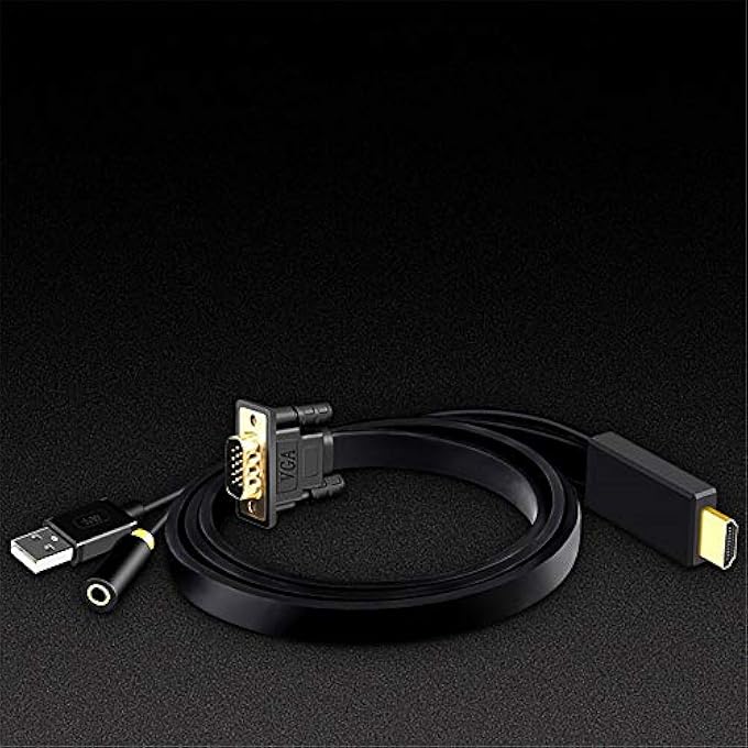 rayihni HDMI TO VGA CONVERSION CABLE WITH 3.5MM AUDIO PORT USB 2.0 POWER SUPPLY FOR COMPUTER LAPTOP MONITOR (SIZE : 1M) - Image 3