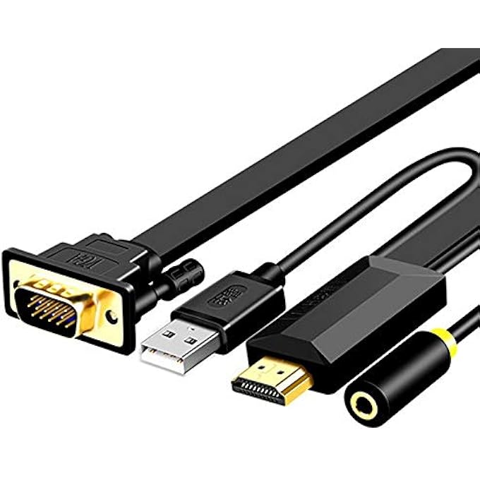 rayihni HDMI TO VGA CONVERSION CABLE WITH 3.5MM AUDIO PORT USB 2.0 POWER SUPPLY FOR COMPUTER LAPTOP MONITOR (SIZE : 1M) - Image 1