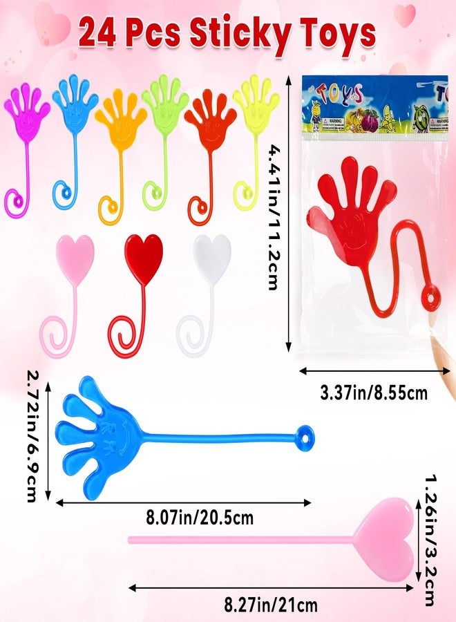 VICROIC 24PCS Valentines Gifts Sticky Hands Toys for Kids, Goodie Bag Stuffers Toys for Valentines Party Favor Supplies, Love Heart Sticky Toys for Boys Girls Classroom Prizes - Image 2